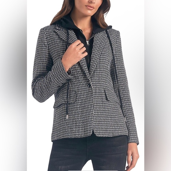 Elan Jackets & Blazers - Elan Tweed Blazer Jacket w/ Removable Hood Medium Layered Jacket